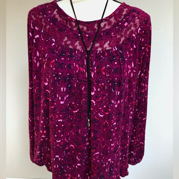 Faded Glory Plum Flowy Peasant Top XXL - Picture 1 of 6